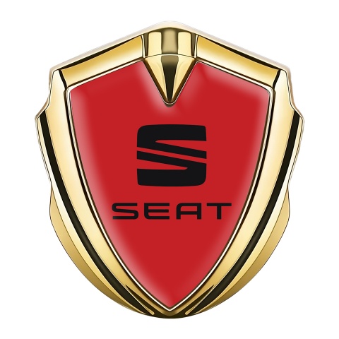 Seat Emblem Logo Schriftzug Aufkleber Goldtonfarbe Rote Stil