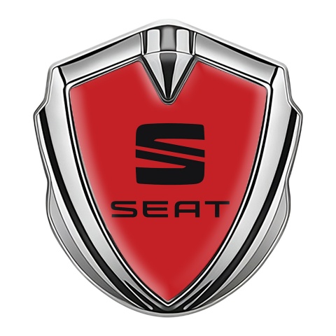 Seat Emblem Logo Schriftzug Aufkleber Silbertonfarbe Rote Stil