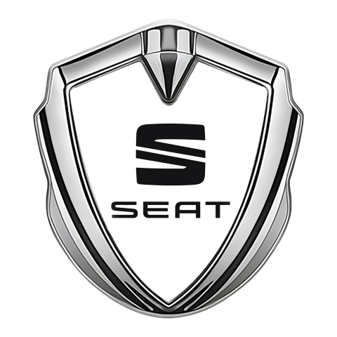 Seat Self Adhesive Bodyside Emblem Silver White Base Black Logo