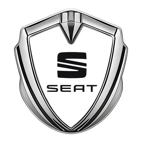 Seat Seitenflugel Emblem Aufkleber Silbertonfarbe Weiss Stil
