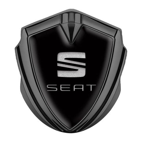 Seat Metal Emblem Self Adhesive Graphite Black Base Sandy Logo Design