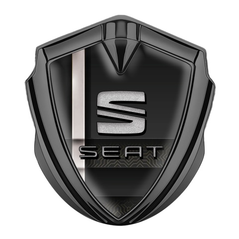Seat Emblem Abzeichen selbstklebend Graphit Tonfarbe Digitales Komponentenband Effekt Basis Grau Logo