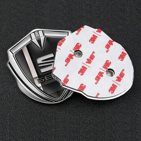 Seat Emblem Abzeichen selbstklebend Silbertonfarbe Digitales Komponentenband Effekt Basis Grau Logo