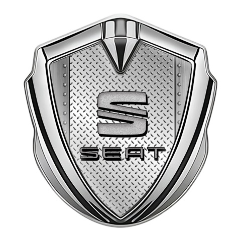 Seat Bodyside Badge Self Adhesive Silver Metal Plating Sandy Motif