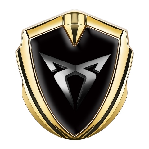 Seat Cupra Emblem Logo Schriftzug Aufkleber Goldtonfarbe Schwarz Basis mit Metall Logo