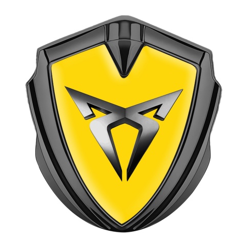 Seat Cupra Metal Emblem Self Adhesive Graphite Yellow Base Steel Logo Motif
