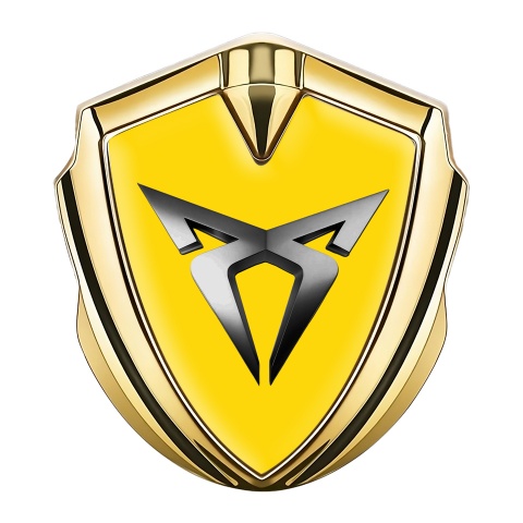 Seat Cupra Metal Emblem Self Adhesive Gold Yellow Base Steel Logo Motif