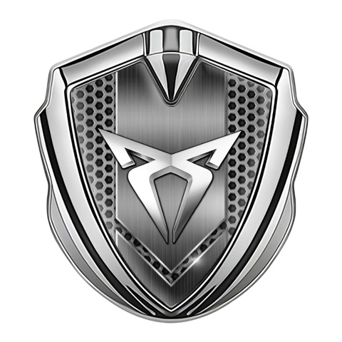 Seat Cupra 3D Car Metal Domed Emblem Silver Hexagon Light Logo Motif
