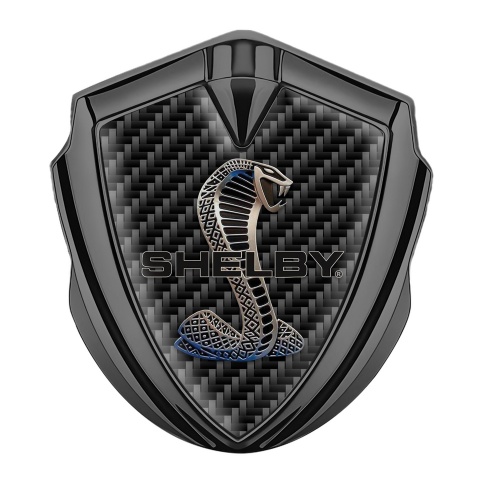 Ford Shelby Seitenflugel Emblem Aufkleber Graphit Tonfarbe mit Schwarz Kohlenstoff Hintergrund