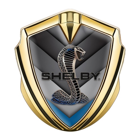Ford Shelby Emblem Aufkleber Autozubehor Goldtonfarbe mit V Form mit Blau Motiv