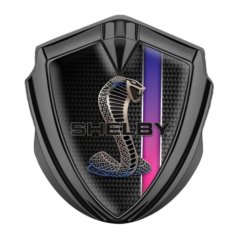 Ford Shelby Emblem Logo Schriftzug Aufkleber Graphit Tonfarbe mit Schwarz Carbon und Lila Band design