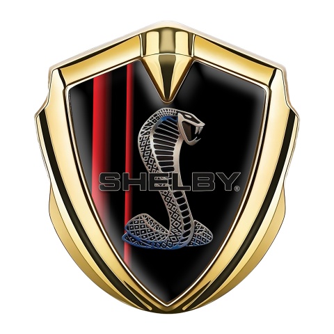 Ford helby Seitenflugel Emblem Aufkleber Goldtonfarbe mit Schwarze rote Elemente und Kobra Logo