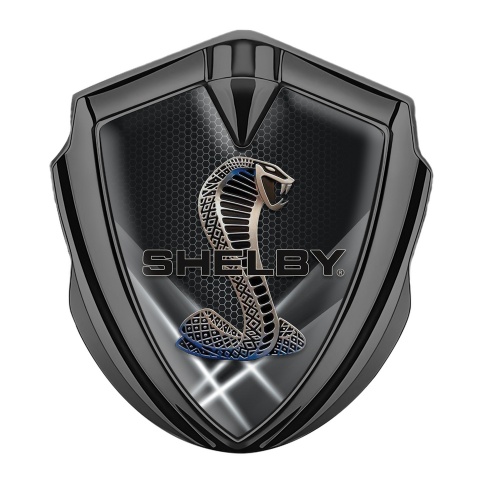 Ford Shelby Emblem Abzeichen Graphit Tonfarbe mit Weisse Lichter effekt und 3D Logo