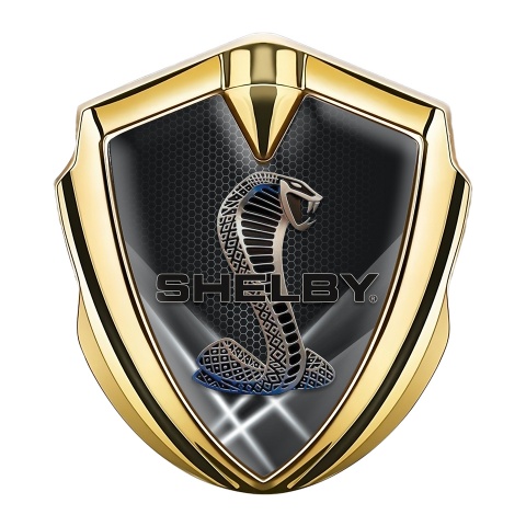 Ford Shelby Emblem Abzeichen Goldtonfarbe mit Weisse Lichter effekt und 3D Logo