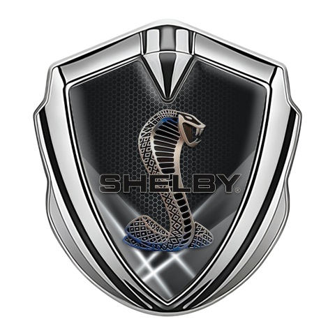 Ford Shelby Emblem Abzeichen Silbertonfarbe mit Weisse Lichter effekt und 3D Logo