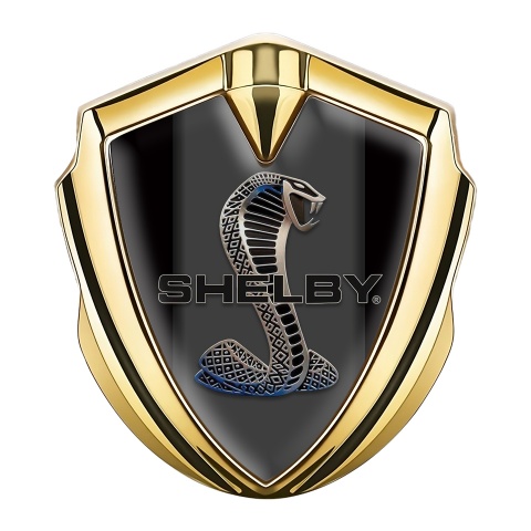Ford Shelby Emblem Auto Zeichen Goldtonfarbe mit Schwarz Vorlage und Kobra Logo