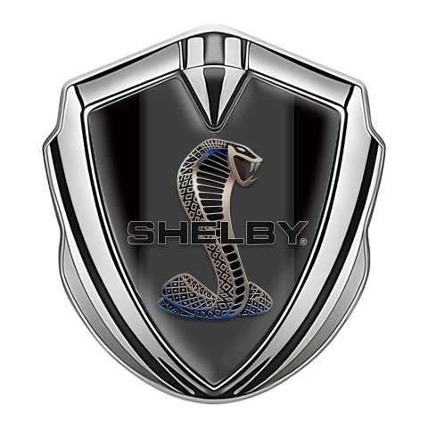 Ford Shelby Emblem Auto Zeichen Silbertonfarbe mit Schwarz Vorlage und Kobra Logo