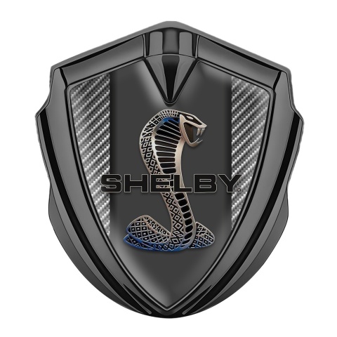 Ford Shelby Emblem Logo Schriftzug Aufkleber Graphit Tonfarbe mit Kohlenstoff Basis und Kobra Logo