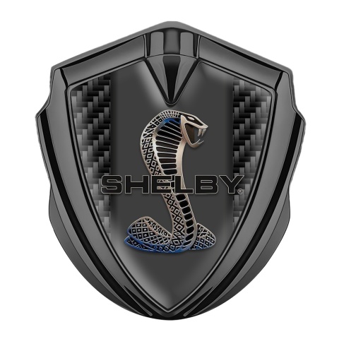 Ford Shelby Emblem Abzeichen selbstklebend Graphit Tonfarbe mit Schwarz Kohlenstoff Design
