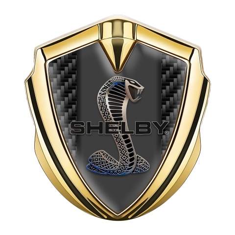 Ford Shelby Emblem Abzeichen selbstklebend Goldtonfarbe mit Schwarz Kohlenstoff Design