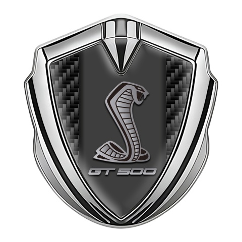 Ford Shelby Emblem Auto Zeichen Silbertonfarbe mit Schwarz Carbon und GT 500 Logo