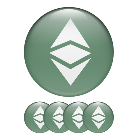 Ethereum ETH Classic Crypto Domed Stickers Flat Olive