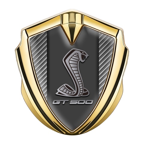 Ford Shelby Selbstklebendes Metallaufkleber Emblem Goldtonfarbe mit Leichter Kohlenstoff und GT 500 Logo Design