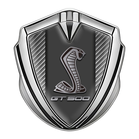 Ford Shelby Selbstklebendes Metallaufkleber Emblem Silbertonfarbe mit Leichter Kohlenstoff und GT 500 Logo Design
