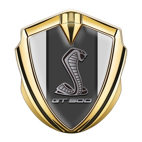 Ford Shelby Seitenflugel Emblem Aufkleber Goldtonfarbe mit Grau Hintergrund und GT 500 Logo
