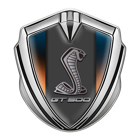 Ford Shelby Seitenflugel Emblem Aufkleber Silbertonfarbe mit Farbbasis und GT 500 Logo