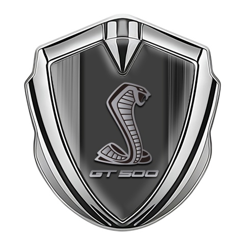Ford Shelby Emblem Abzeichen Silbertonfarbe mit Graue Kratzer Effekt Basis und GT 500 Logo