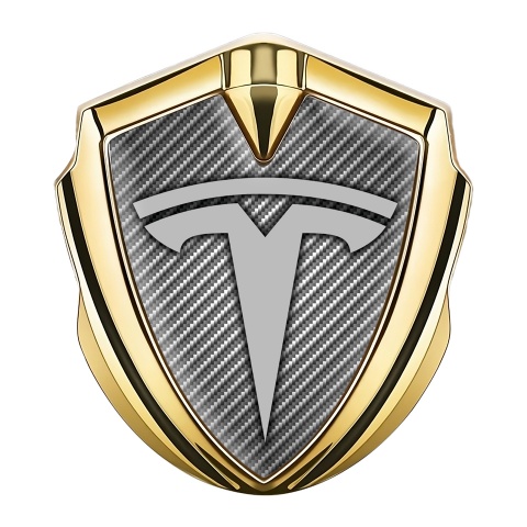Tesla Seitenflugel Emblem Aufkleber Goldtonfarbe Grau Carbon Variante