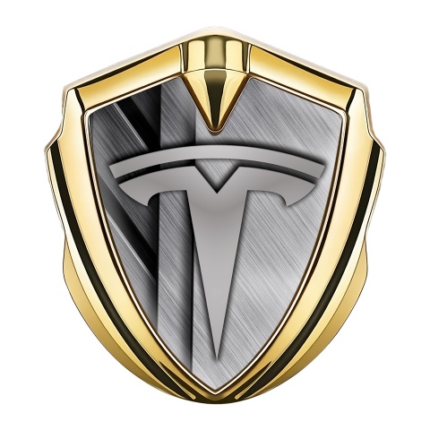 Tesla Emblem Aufkleber Autozubehor Goldtonfarbe Metall Panele Stil