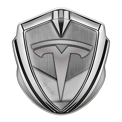 Tesla Seitenflugel Emblem Aufkleber Silbertonfarbe Stein Mit Asphalt stil