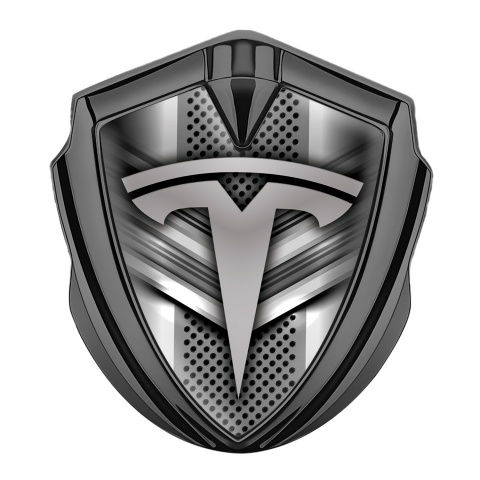 Tesla Emblem Abzeichen selbstklebend Graphit Tonfarbe Metall Ornamente Stil