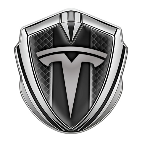 Tesla Emblem Aufkleber Autozubehor Silbertonfarbe Schwarz Mesh Stil