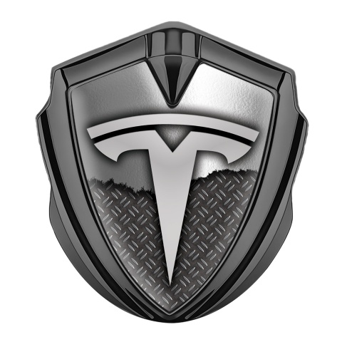 Tesla Selbstklebendes Metallaufkleber Emblem Graphit Tonfarbe Doppelte Textur Stil