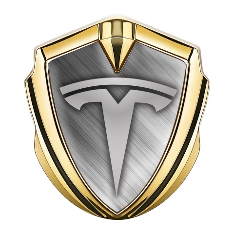 Tesla Emblem Logo Schriftzug Aufkleber Goldtonfarbe Matt metall Stil