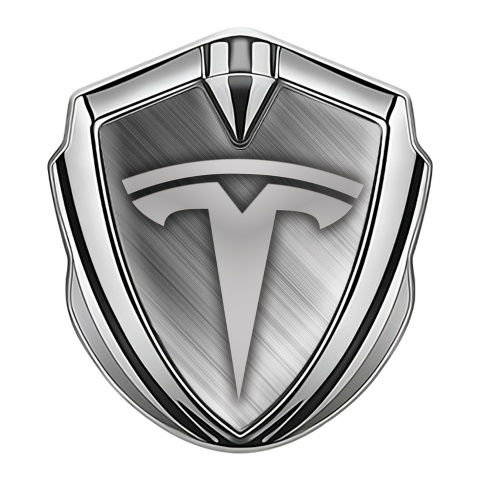 Tesla Emblem Logo Schriftzug Aufkleber Silbertonfarbe Matt metall Stil