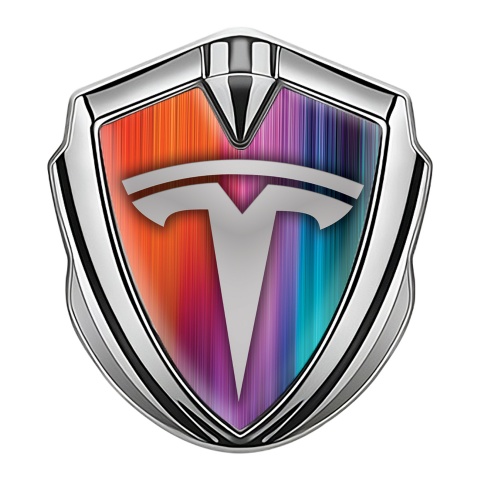 Tesla Seitenflugel Emblem Aufkleber Silbertonfarbe Mehrfarbig Stil