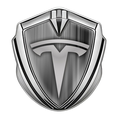 Tesla Emblem Abzeichen selbstklebend Silbertonfarbe Grauer Farbton stil