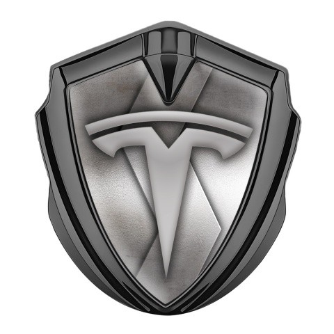 Tesla Emblem Auto Zeichen Graphit Tonfarbe S Form Metal Stil