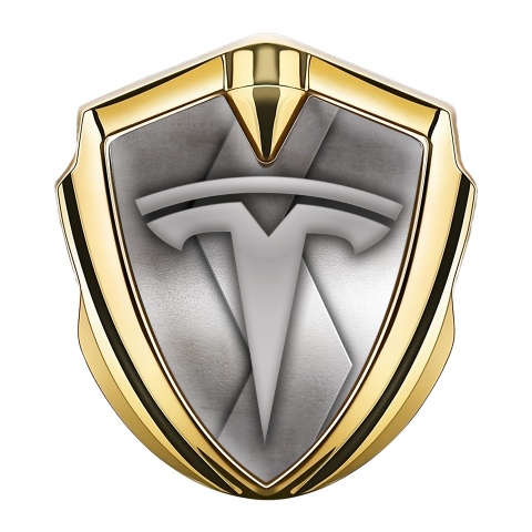 Tesla Emblem Auto Zeichen Goldtonfarbe S Form Metal Stil