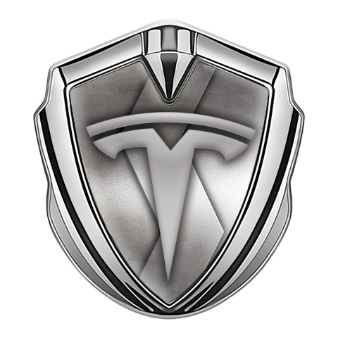 Tesla Emblem Auto Zeichen Silbertonfarbe S Form Metal Stil
