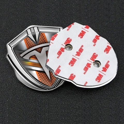Tesla Emblem Aufkleber Autozubehor Silbertonfarbe Orange Grau Motiv