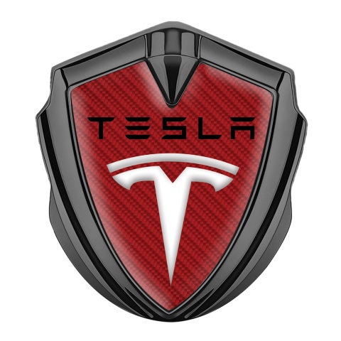 Tesla Seitenflugel Emblem Aufkleber Graphit Tonfarbe Rote Carbon Weiss Logo