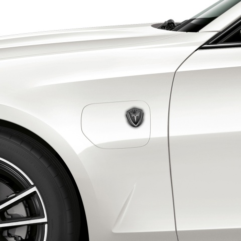 Tesla Seitenflugel Emblem Aufkleber Graphit Tonfarbe Netz und zerkratzter Stein Effekt