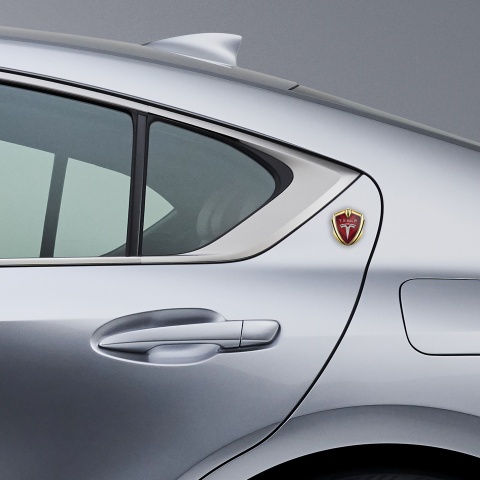 Tesla Bodyside Domed Emblem Gold Red Hex V Shaped Elements Edition