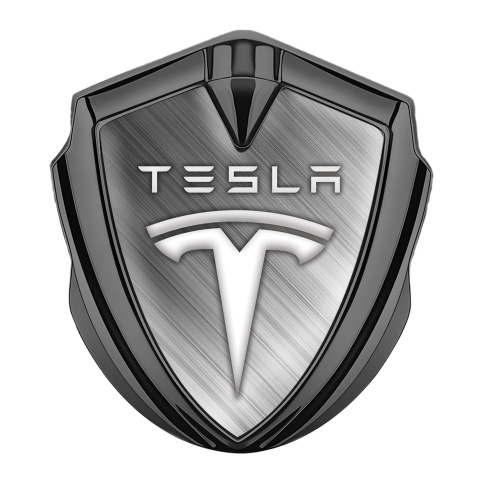Tesla Metal Emblem Self Adhesive Graphite Brushed Alloy Gradient Logo