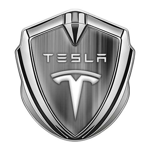 Tesla Bodyside Badge Self Adhesive Silver Horizontal Strokes Grey Motif